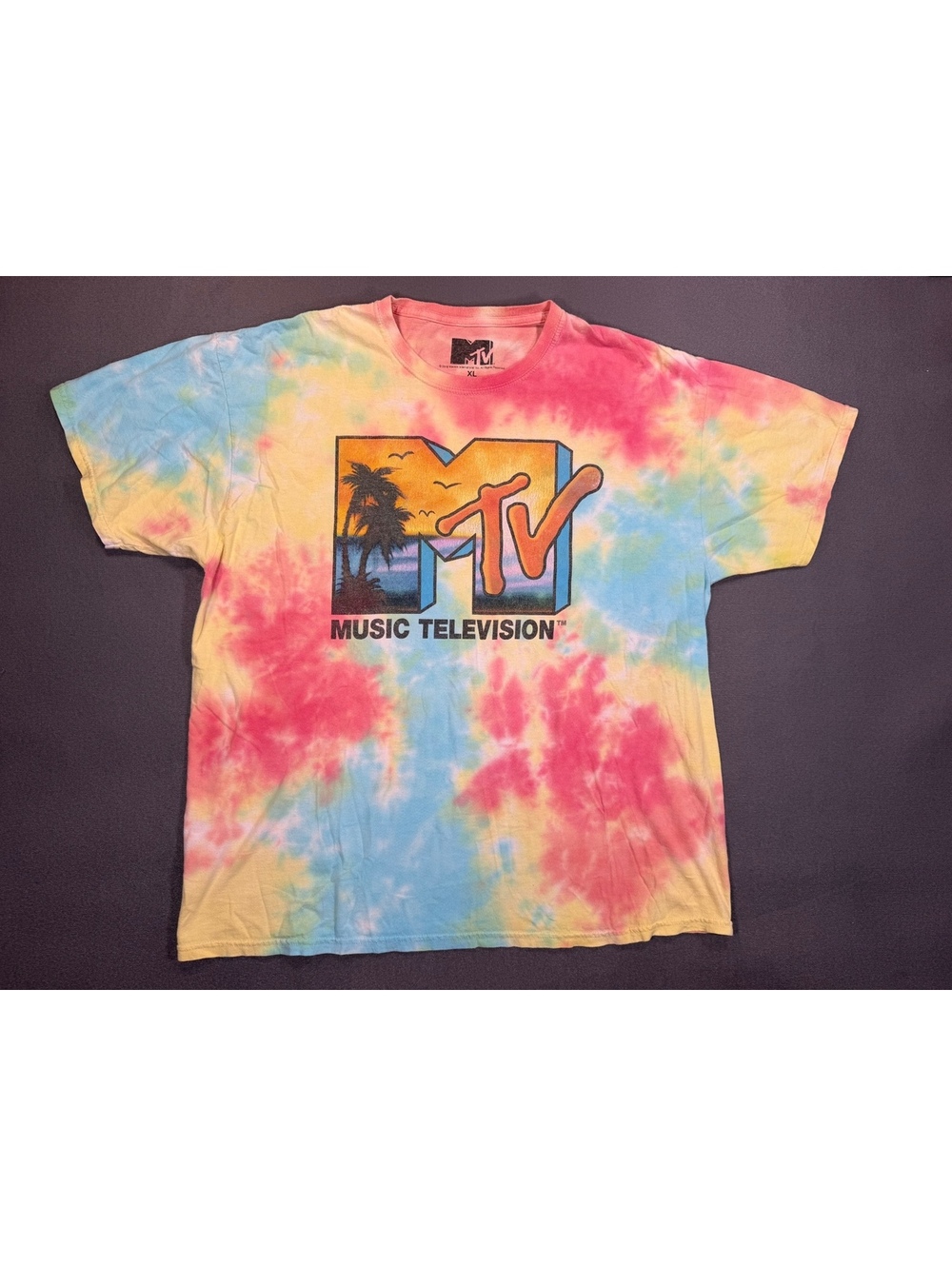 MTV Music Television Tie Dye T Shirt XL Retro 80s 90s Logo Graphic Tee 2019
